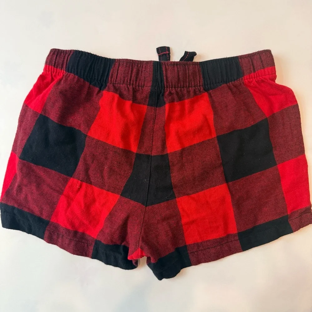 Old Navy BUNDLE Red Buffalo Check Flannel Jogger Pants Girls L & Shorts Womens S